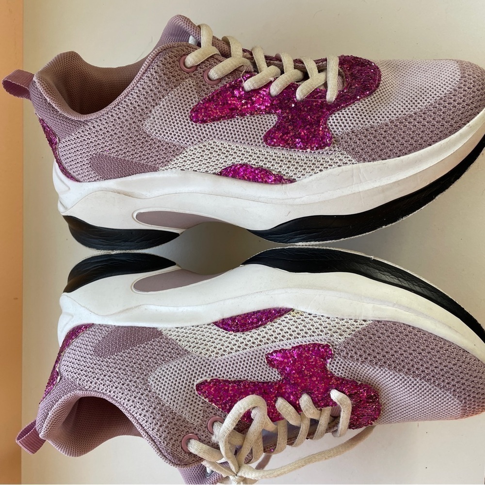 Purple Chunky Platform Sneakers BTS Army Glitter 8 - Picture 5 of 7